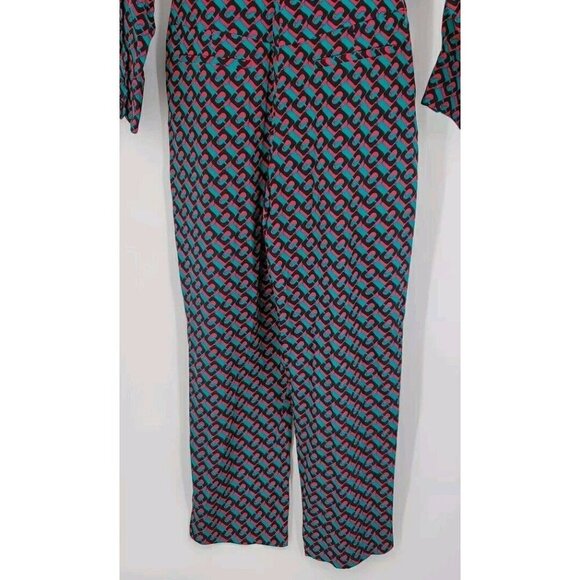 Diane Von Furstenberg DVF Silk Jumpsuit Blue Fuchsia Black Size 2 NWT $6… - Picture 13 of 16